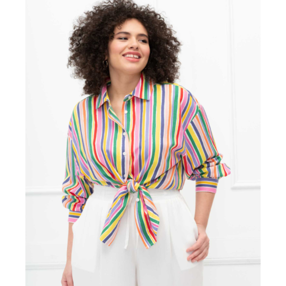 Eloquii Rainbow Stripe Blouse Size 26